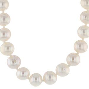 White cultured freshwater pearl, rhodium over sterling silver 18 inch necklace
